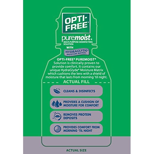 Opti-Free Puremoist Multi-Purpose Disinfecting Solution with Lens Case, (Pack...