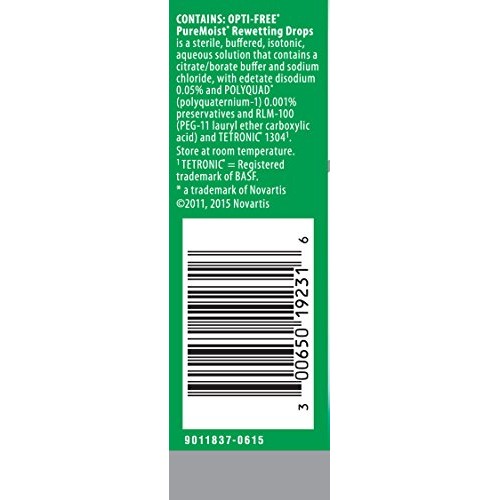 Opti-Free Puremoist Rewetting Drops, 12-mL
