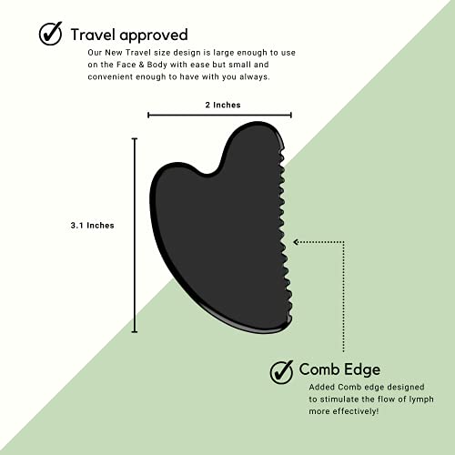 Bian Stone Obsidian Gua Sha Massage Tool - Facial Stone & Body Gua Sha - Guas...