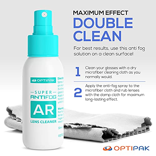 OPTIPAK Anti Fog Spray for Glasses - Antifog Cleaner with Microfiber Cloth fo...