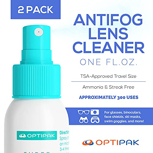 OPTIPAK Anti Fog Spray for Glasses - Antifog Cleaner with Microfiber Cloth fo...