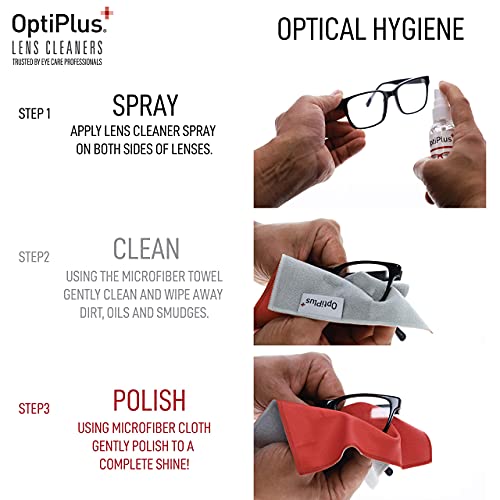 OptiPlus All-Natural Lens Cleaning Spray and Dual-Purpose Microfiber Cloth | ...
