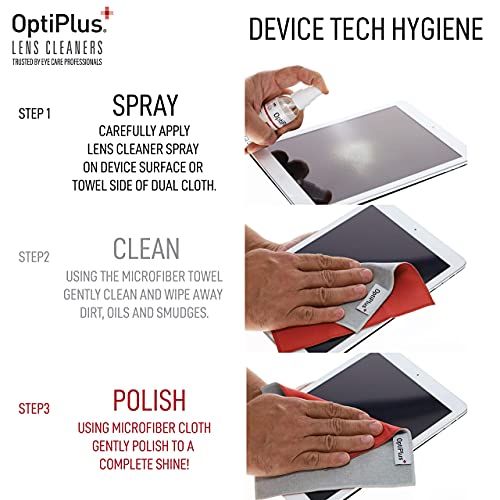 OptiPlus All-Natural Lens Cleaning Spray and Dual-Purpose Microfiber Cloth | ...