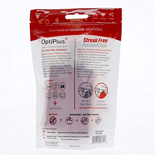 OptiPlus All-Natural Lens Cleaning Spray and Dual-Purpose Microfiber Cloth | ...