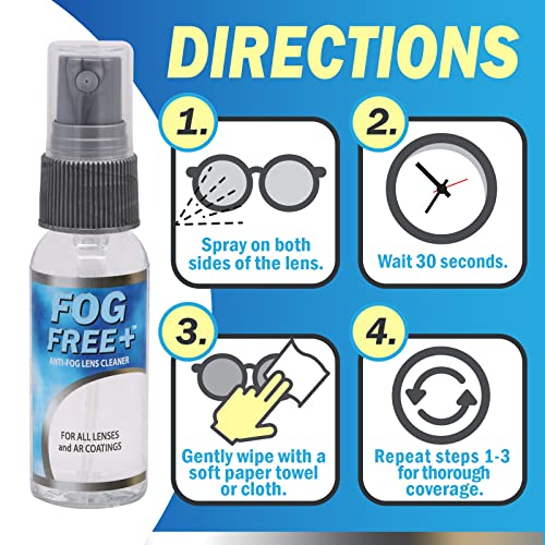 Fog Free Plus Anti-Fog Spray for Glasses - Lens Cleaner and Defogger - Effect...