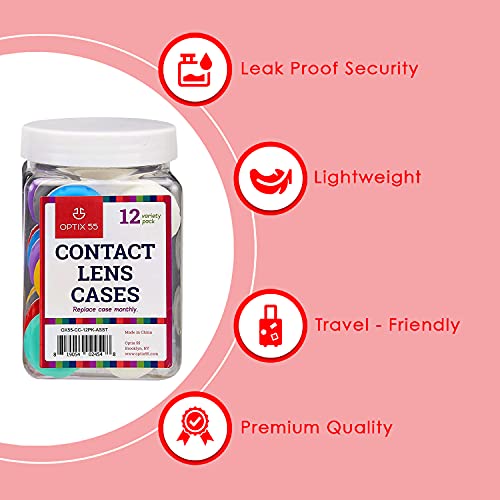 Contact Lens Cases, 12 Pack – Assorted Separate Colors Eye Contact Lense Case...