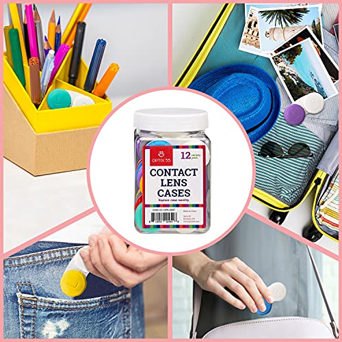 Contact Lens Cases, 12 Pack – Assorted Separate Colors Eye Contact Lense Case...