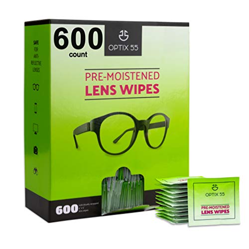 Eyeglass Cleaner Lens Wipes - 600 Pre-Moistened Individual Wrapped Packets in...