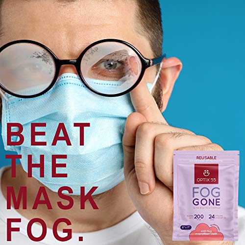 Fog Gone Anti Fog Wipe for Glasses, Reusable Anti Fogging Microfiber Cleaning...