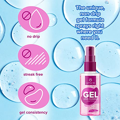 Gel Lens Cleaner Kit - (2) 2oz Eye Glasses Cleaner Gel Spray + (2) Microfiber...