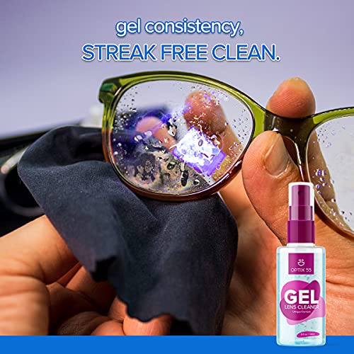 Gel Lens Cleaner Kit - (2) 2oz Eye Glasses Cleaner Gel Spray + (2) Microfiber...