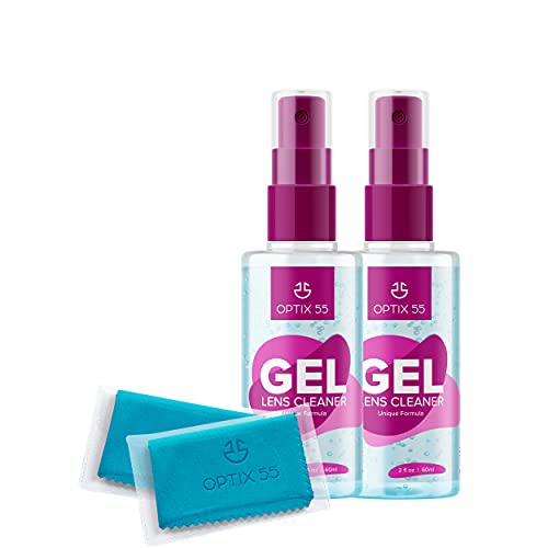Gel Lens Cleaner Kit - (2) 2oz Eye Glasses Cleaner Gel Spray + (2) Microfiber...