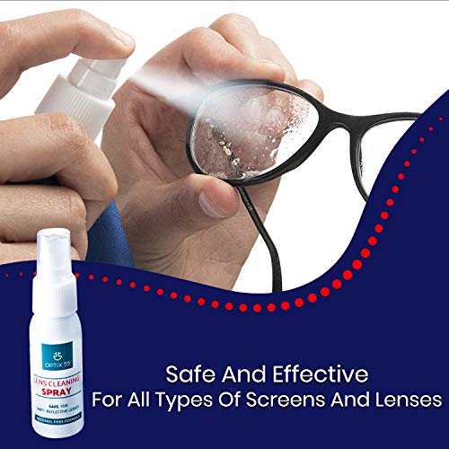 Glasses Cleaner Kit | 30 Pre-Moistened Lens Wipes, 1oz Eyeglass Cleaner Spray...