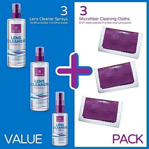 Lens Cleaner Spray Kit - Alcohol & Ammonia Free | (2) 8oz + (1) 2oz Eye Glass...
