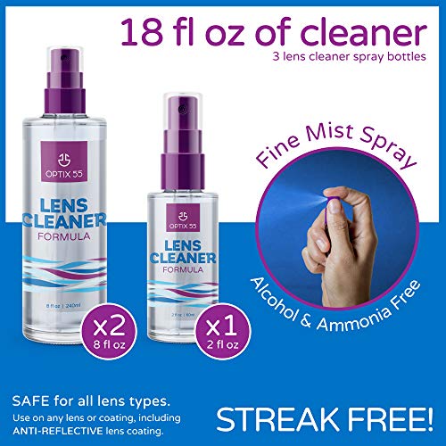 Lens Cleaner Spray Kit - Alcohol & Ammonia Free | (2) 8oz + (1) 2oz Eye Glass...