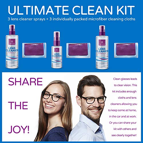 Lens Cleaner Spray Kit - Alcohol & Ammonia Free | (2) 8oz + (1) 2oz Eye Glass...