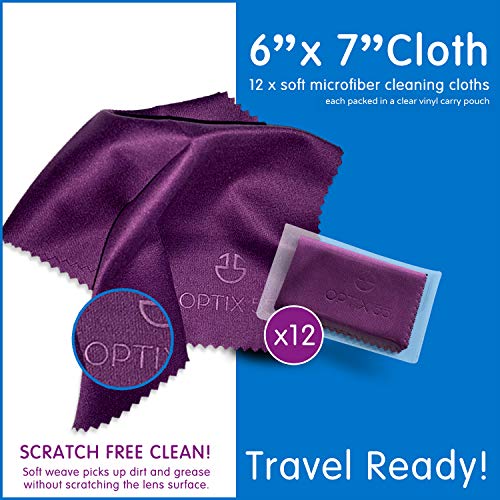 Microfiber Cleaning Cloths 12 Pack (6"x7") in Individual Vinyl Pouches | Glas...