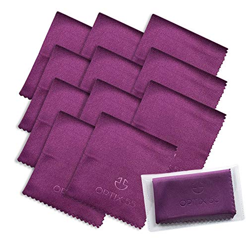 Microfiber Cleaning Cloths 12 Pack (6"x7") in Individual Vinyl Pouches | Glas...