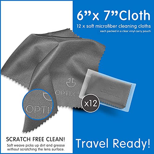 Microfiber Cleaning Cloths (6"x7") 12 Pack in Individual Vinyl Pouch | Glasse...