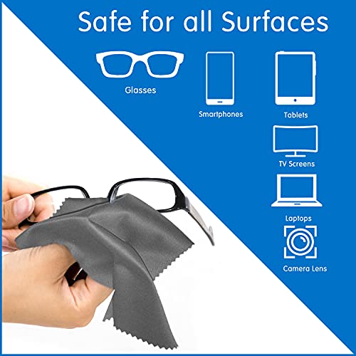 Microfiber Cleaning Cloths (6"x7") 12 Pack in Individual Vinyl Pouch | Glasse...