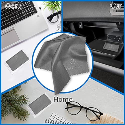 Microfiber Cleaning Cloths (6"x7") 12 Pack in Individual Vinyl Pouch | Glasse...