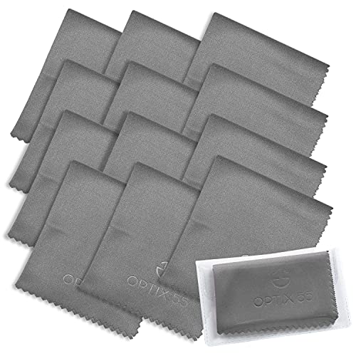 Microfiber Cleaning Cloths (6"x7") 12 Pack in Individual Vinyl Pouch | Glasse...