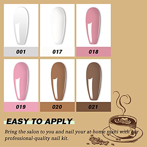 OPUIU Poly Extension Gel Nail Kit with UV Lamp, 6 Clear White Pink Coffee Pol...