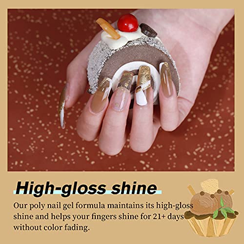 OPUIU Poly Extension Gel Nail Kit with UV Lamp, 6 Clear White Pink Coffee Pol...