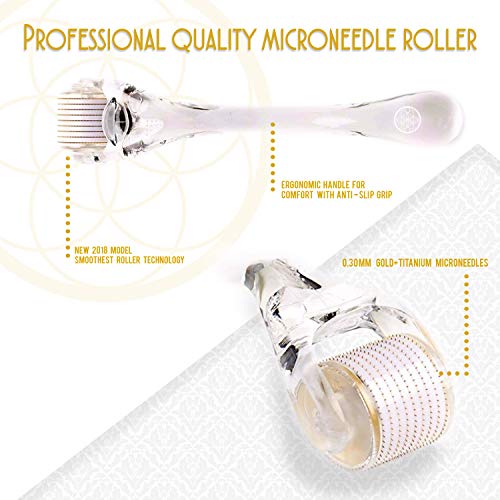 Opulent Pure Derma Roller Kit - 0.30mm Microneedle Roller for Face - 540 Gold...