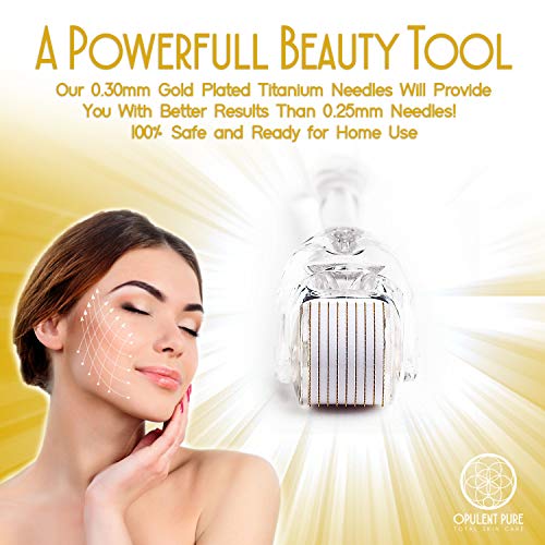 Opulent Pure Derma Roller Kit - 0.30mm Microneedle Roller for Face - 540 Gold...