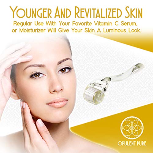Opulent Pure Derma Roller Kit - 0.30mm Microneedle Roller for Face - 540 Gold...