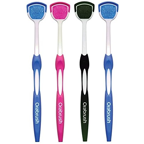 Orabrush Tongue Scraper, Tongue Cleaner Helps Fight Bad Breath, 4 Tongue Scra...