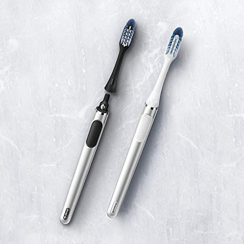 Oral-B Clic Manual Toothbrush, Chrome Black, with 1 Bonus Replacement Brush H...