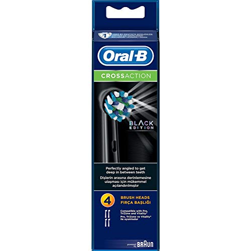 Oral-B CrossAction Black Toothbrush Heads Pack of 4 Replacement Refills for E...
