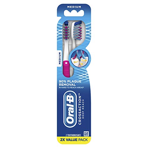 Oral-B CrossAction Deep Reach Manual Toothbrush, Medium, 2 count (Color May V...