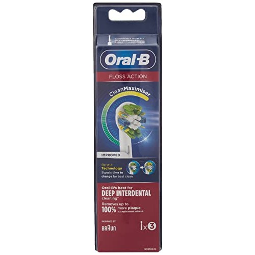Oral B Floss Action Replacement Brush Heads Refill, 3Count, White