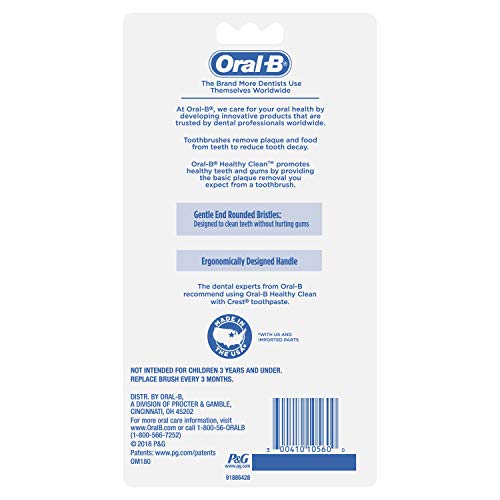 Oral-B Healthy Clean Toothbrushes, Medium Bristles, 6 Count (Assorted colors)