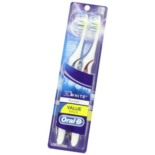 Oral-B Pulsar 3d White Advanced Vivid Soft Toothbrush Twin Pack (Colors May V...