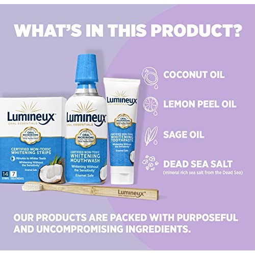 Lumineux Teeth Whitening Kit - Includes 7 Whitening Treatments, 1 Mouthwash, ...