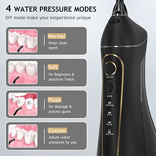 Water-Dental-flosser-Teeth-Cleaner-Oral Irrigator with 4 Modes Cordless Water...