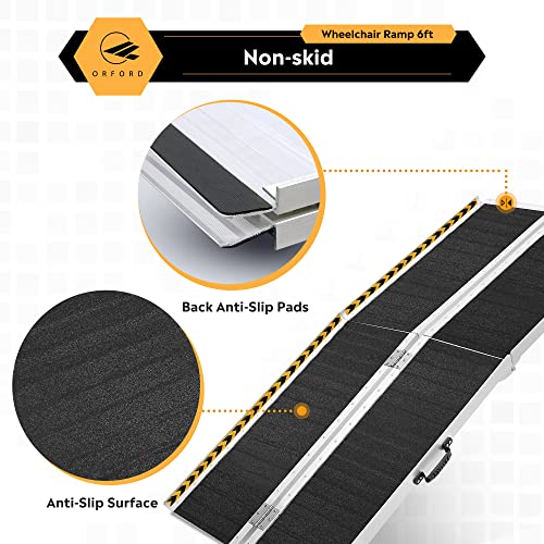 ORFORD Non Skid Foldable Wheelchair Ramp 6FT, Threshold Ramp with an Non-Slip...