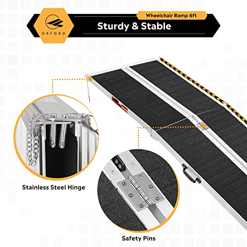 ORFORD Non Skid Foldable Wheelchair Ramp 6FT, Threshold Ramp with an Non-Slip...