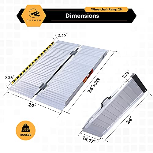 ORFORD Non Skid Folding Wheelchair Ramp 3ft, 800 lbs Weight Capacity, Utility...