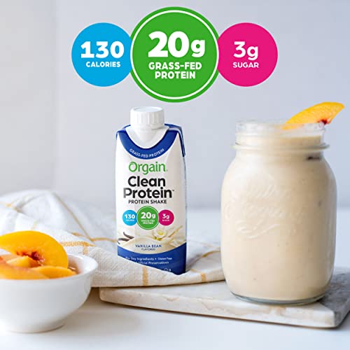 Orgain Grass Fed Clean Protein Shake, Vanilla Bean - 20g of Protein, Meal Rep...