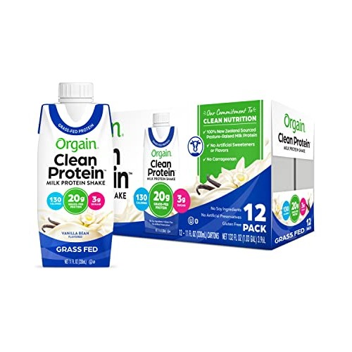 Orgain Grass Fed Clean Protein Shake, Vanilla Bean - 20g of Protein, Meal Rep...