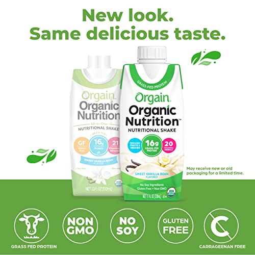 Orgain Organic Nutritional Shake, Vanilla Bean - Meal Replacement, 16g Protei...