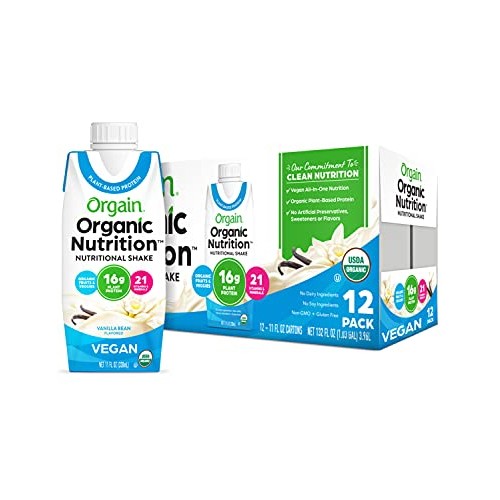 Orgain Organic Vegan Plant Based Nutritional Shake, Vanilla Bean - Meal Repla...