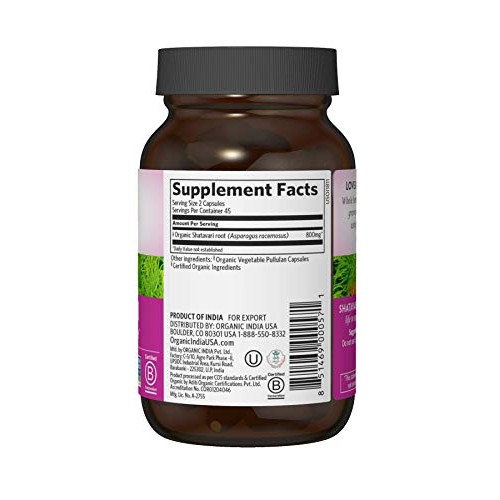 Organic India Shatavari Herbal Supplement - Supports Hormonal Balance, Immune...