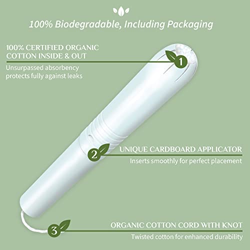 Organyc 100% Certified Organic Cotton Tampons, Cardboard Applicator, Free fro...