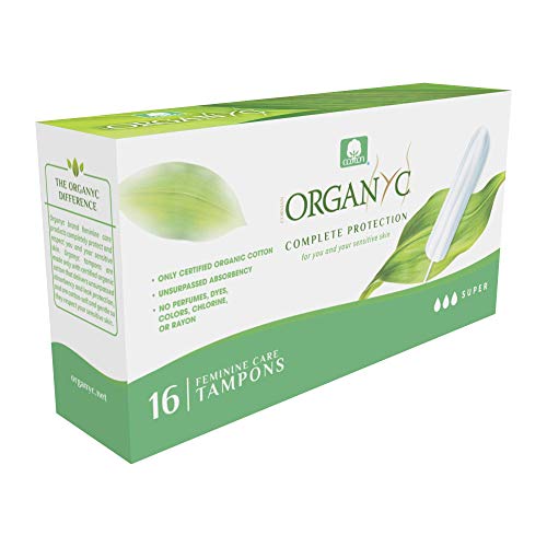 Organyc 100% Certified Organic Cotton Tampons, No Applicator, Super, 16 Count...
